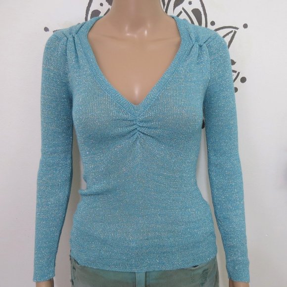 jcpenney Tops - Vintage JCPenny Baby Blue Disco Shirt S